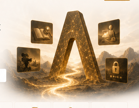 Golden AI portal with research, creation and security help cards